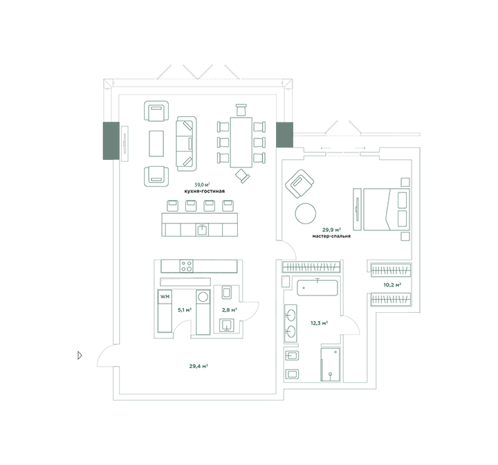 Квартиры с 1 спальней