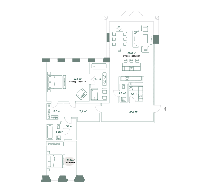 Квартиры с 2 спальнями